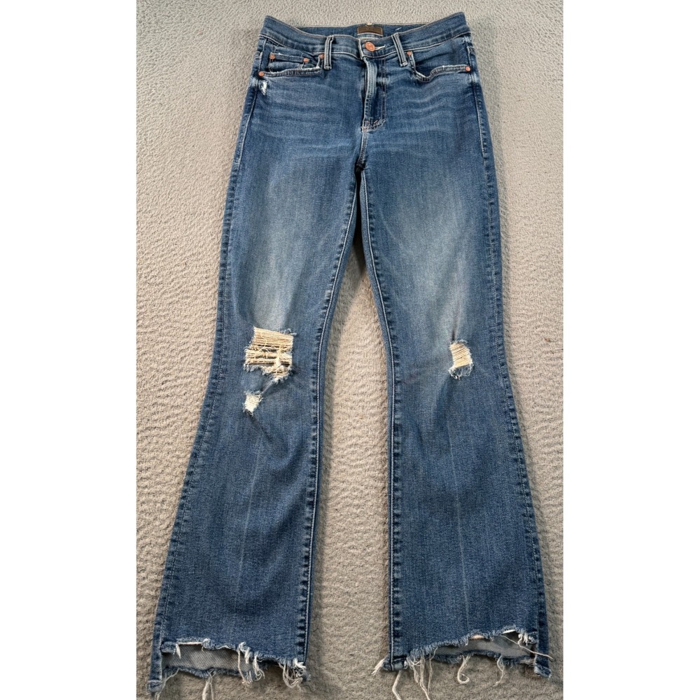 Mother The‎ Insider Crop Step Jeans Women 25x27 Blue Denim Flared Stretch USA
